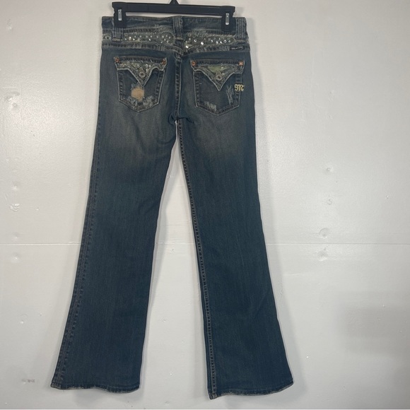 Miss Me Denim Blue Jeans Women’s 27 Rhinestone Bootcut Camouflage Distressed - Picture 9 of 16